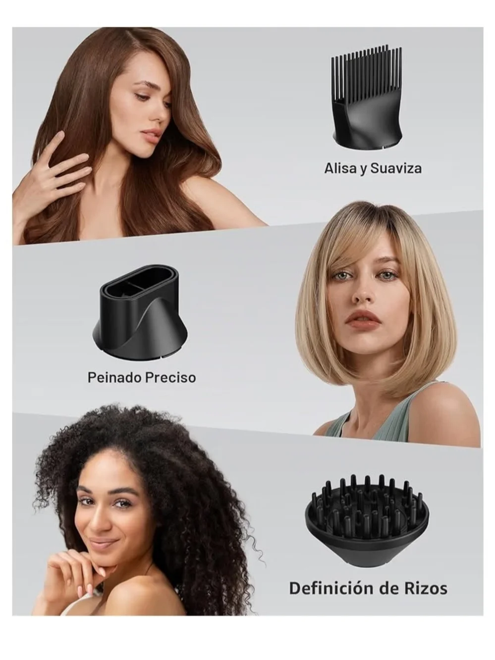 Amazon Black Compact Hair Dryer with Diffuser & Nozzle Attachments